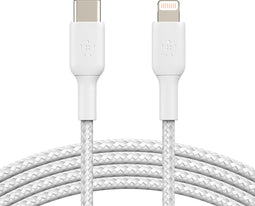 Belkin Boost↑Charge - Gevlochten USB-C naar Lightning Kabel - Snelladen tot 50% in 30 minuten - Wit (2m)
