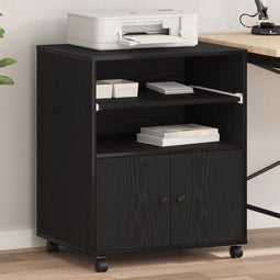 vidaXL - Printerstandaard - met - Wielen - Zwart - Eiken - 60x48x74 - cm
