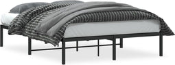 vidaXL - Bedframe - metaal - zwart - 135x190 - cm