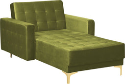 ABERDEEN - Chaise longue - Groen - Symmetrisch - Fluweel