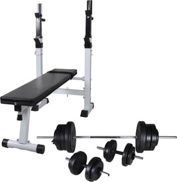 vidaXL - Trainingsbank - met - gewichtenrek - en - halterset - 60,5 - kg