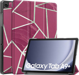 imoshion Tablet Hoes Geschikt voor Samsung Galaxy Tab A9 Plus - imoshion Design Trifold Bookcase - Meerkleurig /Bordeaux Graphic