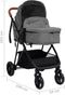vidaXL - Kinderwagen - 2-in-1 - staal - lichtgrijs - en - zwart