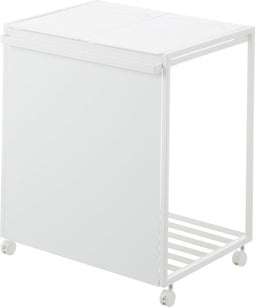 Yamazaki Tower - Afvalscheidingsprullenbak met wielen - 2 compartimenten - Wit