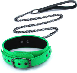 Bondageset Electra Collar + Leash Groen
