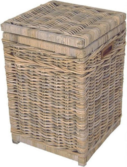 Wasmand - Vierkant - Met deksel - 40x40xH65 - Riet - Rotan