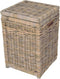Wasmand - Vierkant - Met deksel - 40x40xH65 - Riet - Rotan