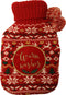Apollo Warmwater Kruik Met Gebreide Hoes Kerst Print Rood