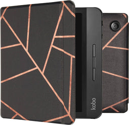 imoshion E-reader Hoesje - Geschikt voor Kobo Libra H2O - Design Slim Hard Case Sleepcover Bookcase met stand - Black Graphic