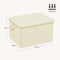 Woltu Opbergdoos met Deksel Set van 5 - Opvouwbare Stofbox met Handvatten - Crème - 48 x 30 x 36 cm
