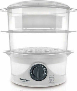 Taurus Salutecook 2mand(en) Vrijstaand 800W Transparant, Wit stomerkoker