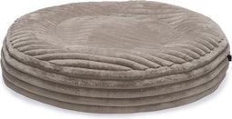 Designed by Lotte Reza - Hondenkussen - Rond - Dikke ribstof - Beige - 95x95x20 cm