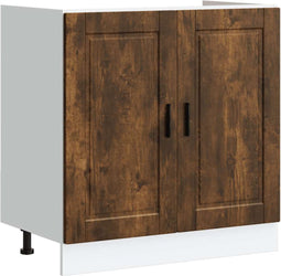 vidaXL - Spoelbakonderkast - Porto - 80x46x81,5cm - bewerkt - hout - gerookt - eiken