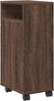 vidaXL - Badkamerkast - smal - met - wielen - bewerkt - hout - bruin - eikenkleurig
