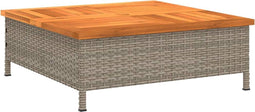 vidaXL - Parasolvoetbedekking - 70x70x25 - cm - poly - rattan - acaciahout - grijs