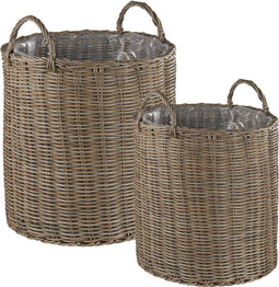 BITOLA - Plantenbak set van 3 - Zandbeige - PE rotan