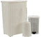 Badkamer/toilet accessoires set van kunststof 3-delig ivoor wit - Wasmanden/pedaalemmers/toiletborstels