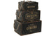 Opslagdozen Home ESPRIT Zwart Sparrenhout 38 x 24 x 20 cm 3 Onderdelen