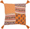 J-Line kussen Bloemen + Kwastjes - katoen - oranje