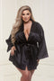Baci - All Satin Robe - Plus size (xl-xxxl) - Zwart