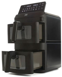 FriFri Airfryer Duo Slim FR0813028BLP - Heteluchtfriteuse 2800 W - 2 kooksecties 6,5 liter - Matzwart