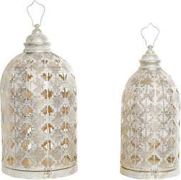Kooi DKD Home Decor 27,5 x 27,5 x 52 cm Verouderde afwerking Gouden Metaal Wit Tuin