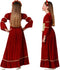 Atosa Jonkvrouw/middeleeuwse prinses verkleed set - rood - luxe prinsessenjurk - voor kinderen 128