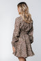 Colourful Rebel Minon - Mini Dress - Wijduitlopende fit Lange mouw Ceintuur Leopard dessin - XL