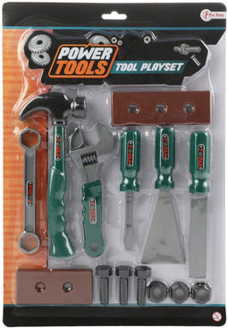 P.T. Gereedschap op krt - 13-dlg set - Speciaal voor kinderen - Multikleur (2 ass.)