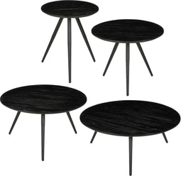 Mica Decorations Jailey - Bijzettafel - Hout - 70x70x29 cm - Zwart (set van 4)