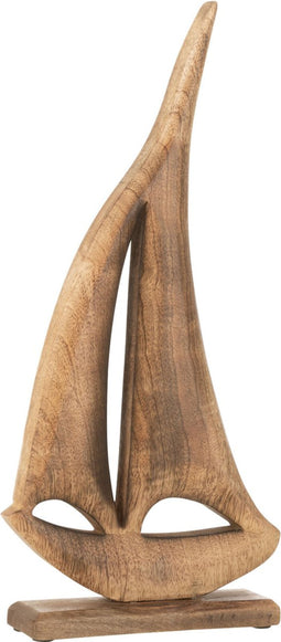 J-Line decoratie Boot Op Voet - hout - donkerbruin - medium