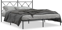 vidaXL - Bedframe - met - hoofdbord - metaal - zwart - 160x200 - cm