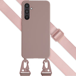 Selencia Hoesje Geschikt voor Samsung Galaxy S23 FE Hoesje Met Koord - Selencia Siliconen hoesje met afneembaar koord - roze