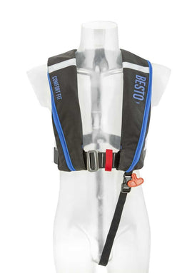 Besto Comfort fit 180N MH - Automatisch reddingsvest - Ergonomisch design - Zwart/blauw