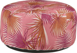 Mica Decorations Nuno Opblaasbare Poef met Palm Bladeren - H37 x Ø80 cm - Paars