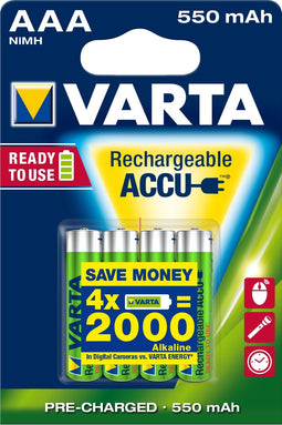 Varta Ready2Use HR03 - Oplaadbare batterij AAA - NiMH 550mAh (4 stuks)