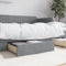 vidaXL - Opberglades - bed - 2 - st - bewerkt - hout - bewerkt - hout - stof - lichtgrijs