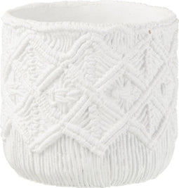J-Line bloempot Geruit - cement - wit - medium - Ø 20 cm