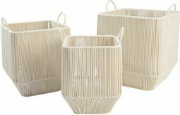 Basket spelset DKD Home Decor Beige Metaal Katoen (3 Onderdelen) (37 x 37 x 45 cm)