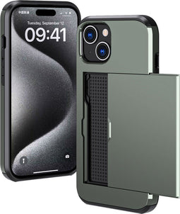 iMoshion Hoesje Geschikt voor iPhone 15 Hoesje - Ruimte voor 2 pasjes - iMoshion Backcover met pasjeshouder - Donkergroen