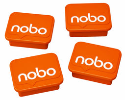 Nobo Whiteboard Magneten - 4 stuks - 18x22mm - Whiteboard Accessoires - Oranje