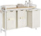 WOLTU - Wasmand met 3 vakken 3x40 l - Was sorteerder met plank - Wit en licht eiken 96 x 71 x 30 cm