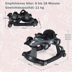 Coast BC10229XZ - 4-in-1 baby walker - Opvouwbaar met muziek en verlichting - Donkergrijs