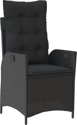 vidaXL - Tuinstoel - verstelbaar - met - kussens - poly - rattan - zwart