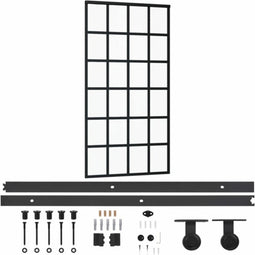 vidaXL - Schuifdeur - met - beslag - 102x205 - cm - aluminium - en - ESG-glas