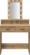 vidaXL - Kaptafel - met - LED-verlichting - in - Artisan - Eiken - 79x41x140 - cm