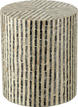 J-Line stoel Cylinder Strepen - zeeschelpen/bamboe - zwart/wit