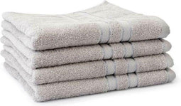 LINNICK Pure Handdoeken Set - 100% Katoen - Silver - 60x110cm - Per 4 Stuks