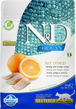 N&D Ocean voeding voor de gecastreerde kat Haring 300 gr.