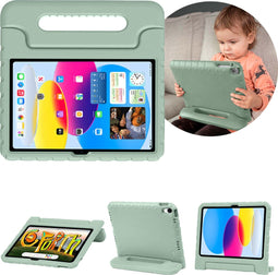 imoshion Tablet Hoes Kinderen - Geschikt voor iPad 11 (2025) 11 inch / 10e generatie (2022) 10.9 inch - Kidsproof Backcover met handvat - Olive Green